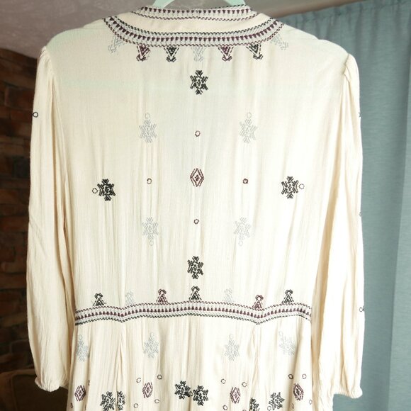 Free People	Made in India - Star Gazer Deep V Neck Empire Waist Cream - Picture 8 of 9